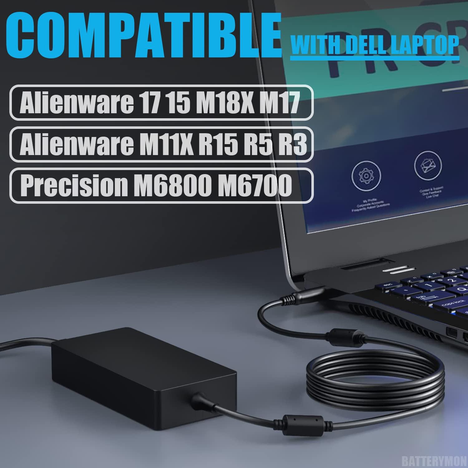 BatteryMon 240W Power Adapter for Dell Alienware M15 R2 R3 R4 R6 R7 Alienware 15 17 M17 M11X M14X M17X M18X X15 Area-51m PA-9E, Dell G15 G7 G5 G3 Gaming Laptop Charger with LED Indicator 7.4mm Tip