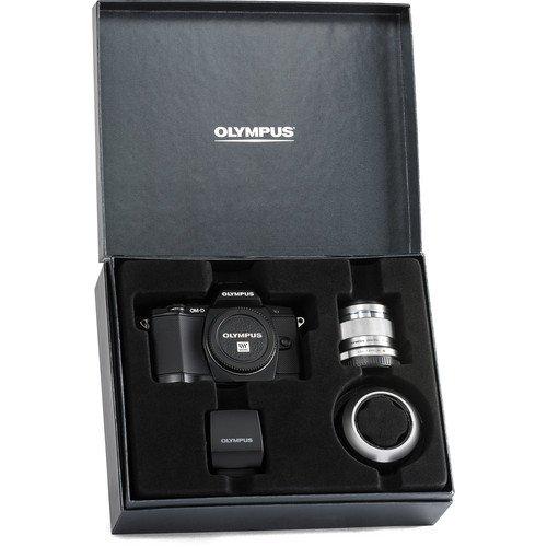 Olympus OM SYSTEM OLYMPUS OM-D E-M5 Mirrorless Digital Camera with M. Zuiko 45mm f/1.8 Lens and FL-LM2 Flash Premium Edition Bundle (V204040BU020)