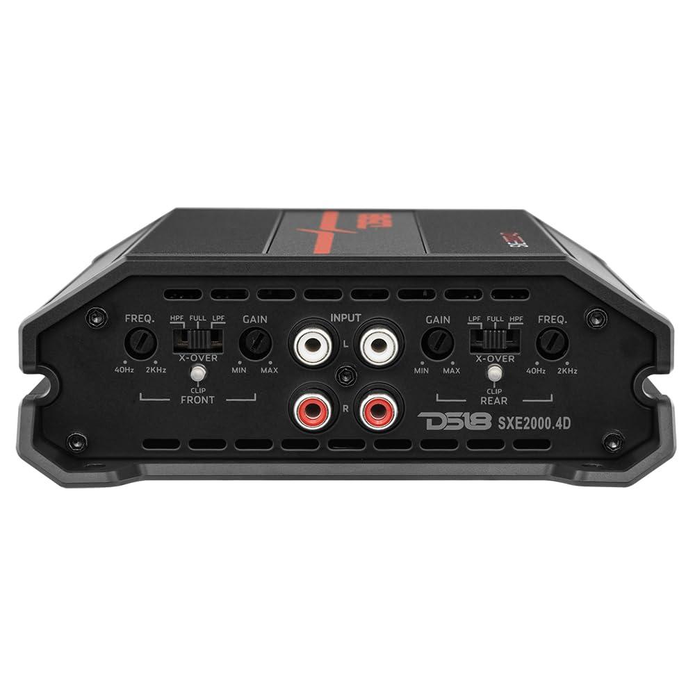 DS18 DS18 SXE-2000.4D/BK 4-Channel Car Amplifier Class D Full Range 4X 150 Watts RMS @ 4-ohm - Powerful and Compact Amp for Speakers in Car Audio System - Bridgeable Amp 4 Channels 2000 Watts Max Power