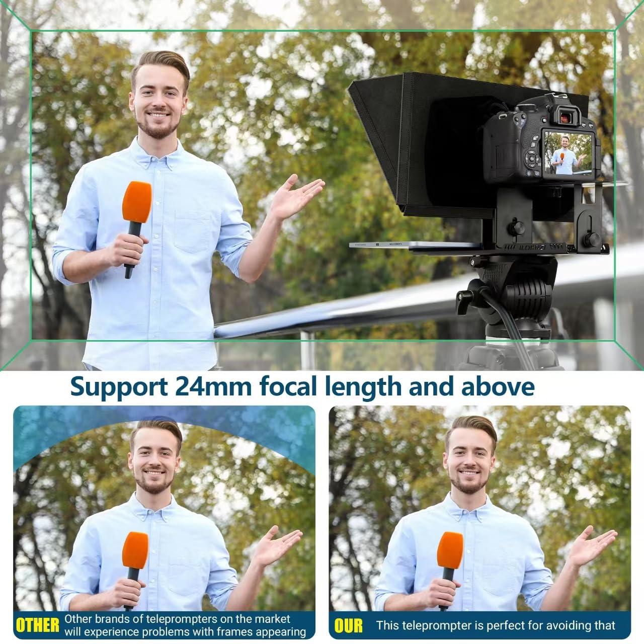 Geimrsy GEIMRSY i2/12-inch All-Metal teleprompter, Lift The teleprompter and Remote Control, Using Tempered Optical Glass, Compatible with a Variety of Devices for a Variety of scenarios.