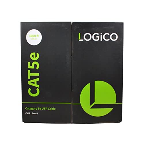 LOGICO LOGICO Cat5e UTP 1000ft Bulk Ethernet Network Cable 24AWG 350Mhz Pure Copper Riser White