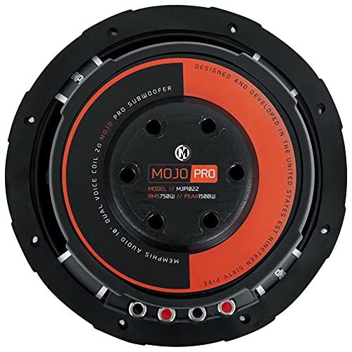 Memphis Audio Memphis Audio MJP1022 10 in 1500 Watt MOJO Pro Car Audio Subwoofer DVC 2 ohm Sub, Black