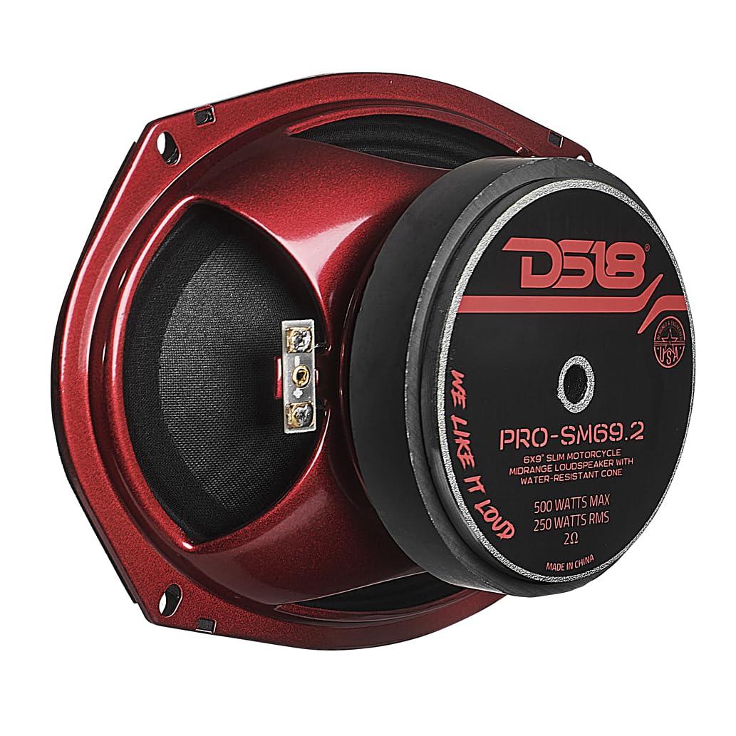 DS18 DS18 PRO-SM69.2 6x9 Shallow Water Resistant Cone Mid-Range Loudspeaker 500W Max Power, 250W RMS, 2 Ohms - Perfect for Motorcycle Applications (1 Speaker)