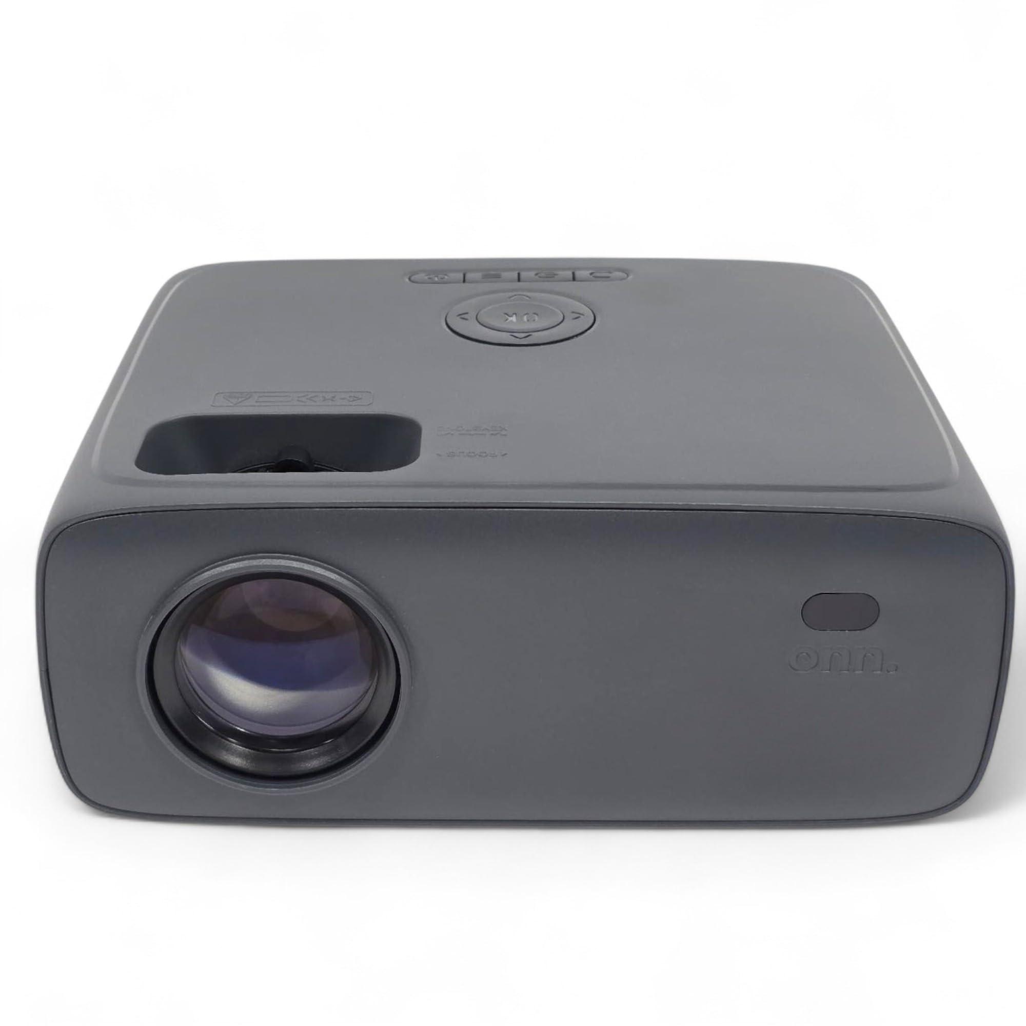 ONN Onn. HD 1080p LCD Home Theater Projector, Streaming Ready, 6' HDMI Cable, 5 Watt Speaker, Remote, 32" - 210" image size, Supports HDMI/USB/MicroSD/AV, Indoor & outdoor use - 100096801 (Renewed)