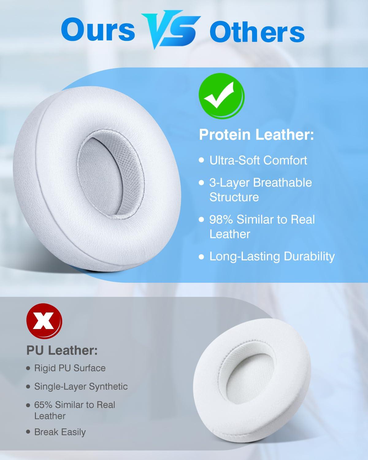 Link Dream Link Dream Replacement Ear Pads for Beats Solo 2 & 3 - Memory Foam Earpads Cushion Cover for Wireless Headphones (White)