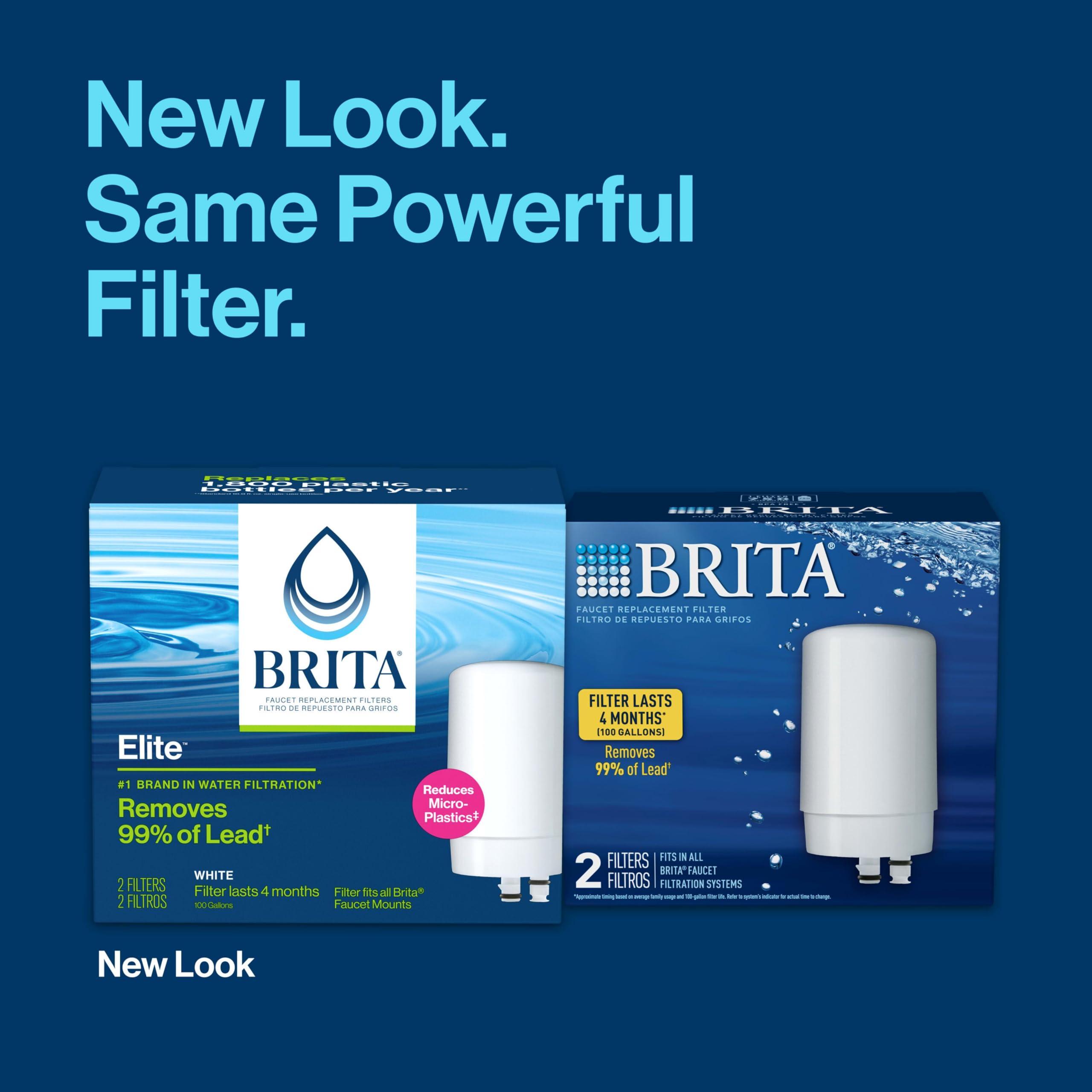 Brita Brita Faucet Mount Water Filter for Sink, Removes 99% of Lead, Elite Filtration System, Includes 2 Replacement Filters, White