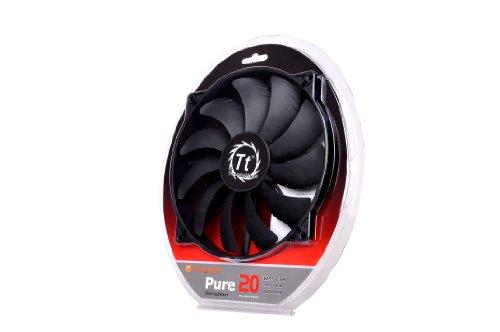 Thermaltake Thermaltake 200mm Pure 20 Series Black 200x30mm Thick Quiet High Airflow Case Fan with Anti-Vibration Mounting System Cooling CL-F015-PL20BL-A