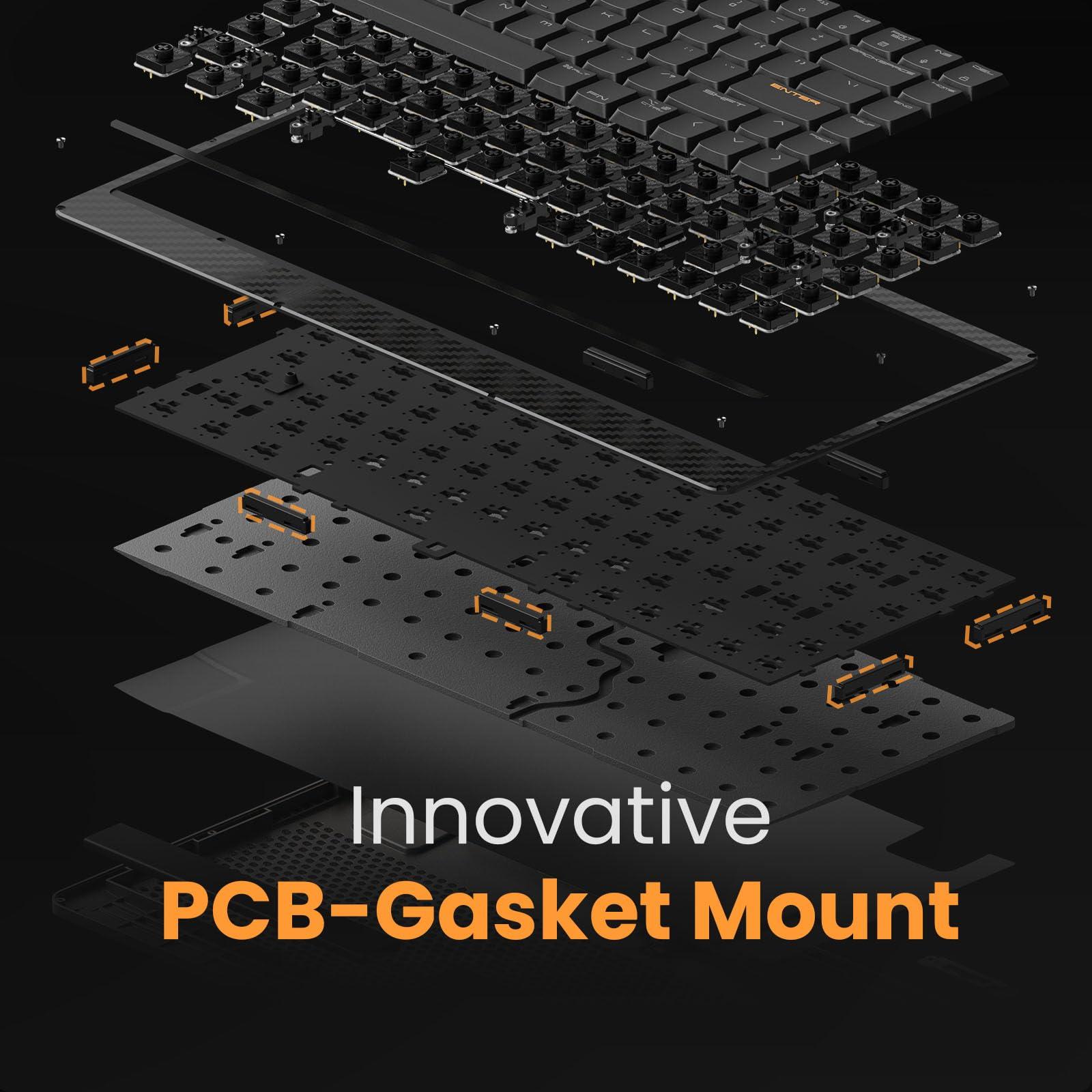 LOFREE LOFREE Edge Low Profile Mechanical Keyboard, 75% Rechargeable Bluetooth and Wired Connection for Window, Mac OS/POM Switches 2.0, Carbon Fiber Top Case, Mg Alloy Bottom Case (Volcano Grey)