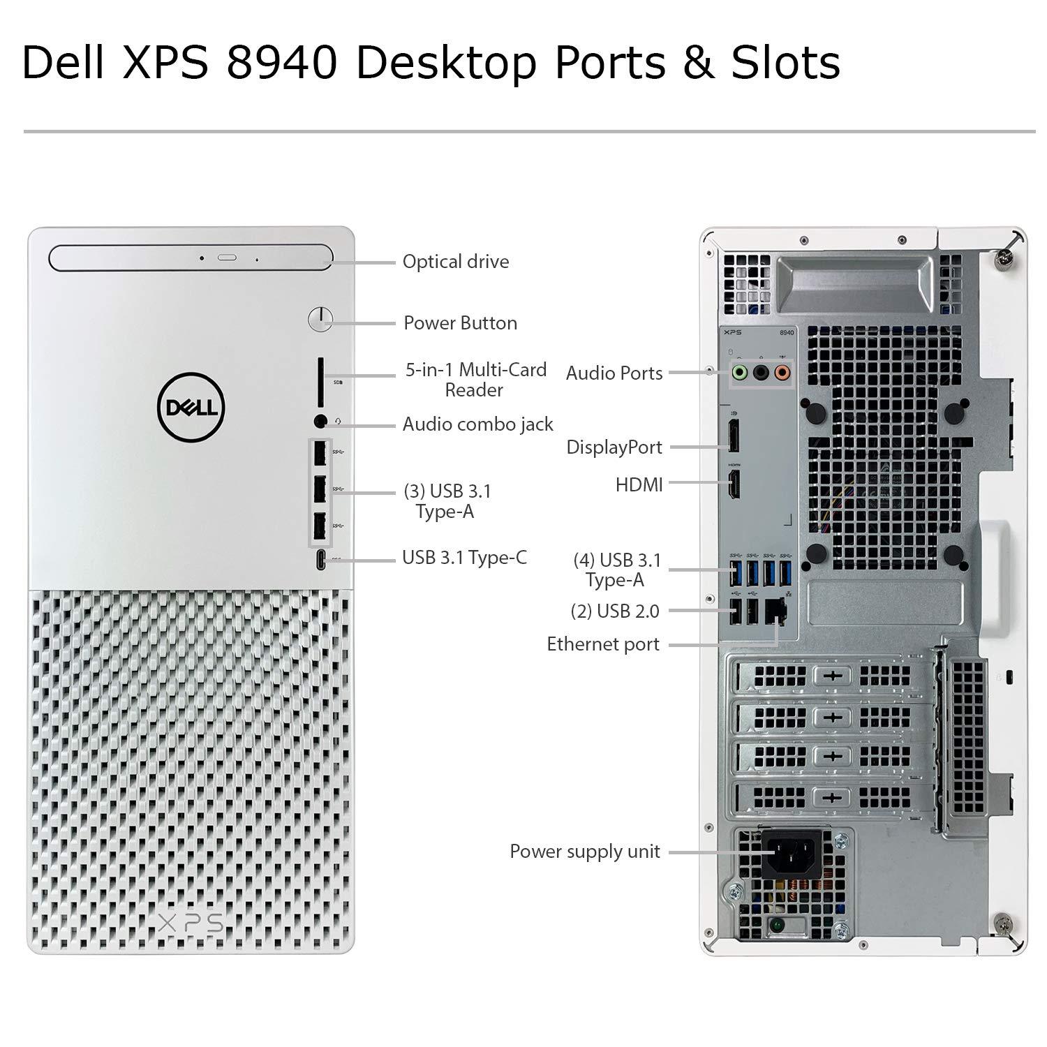 Dell Dell XPS 8940 Special Edition Desktop - 11th Gen Intel Core i7-11700 up to 4.90 GHz CPU,16GB RAM,256GB SSD + 4TB HDD,Intel UHD Graphics 750,Killer Wi-Fi 6,DVD Burner,Windows 11 Pro,White (Renewed)