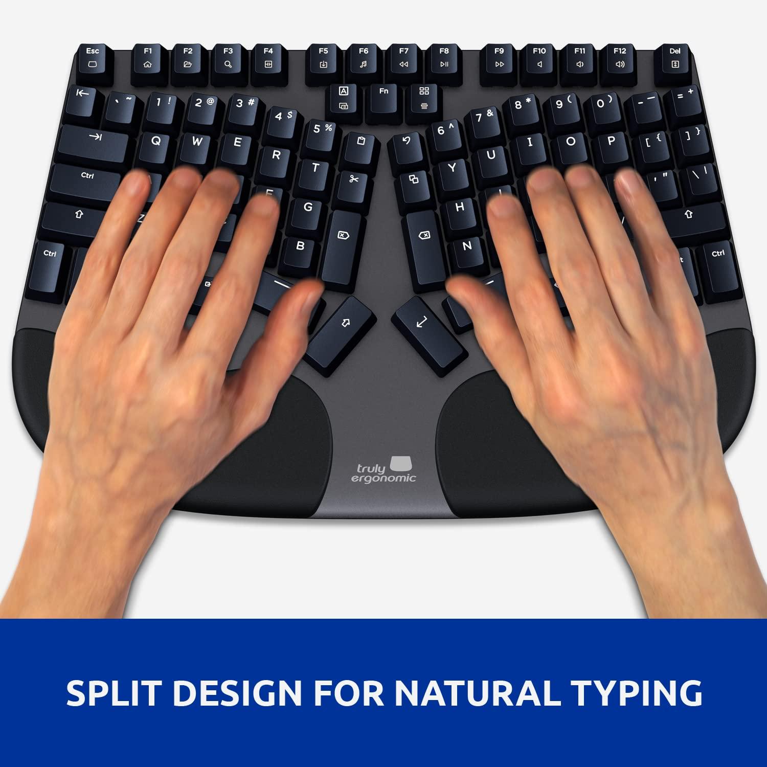Truly Ergonomic Truly Ergonomic Cleave Keyboard - Tactile Optical Mechanical Switches Better Than Cherry MX, Natural Typing, Comfortable Palmrest, Backlight, Strong Aluminum Body, Best Split Keyboard, Windows/Mac