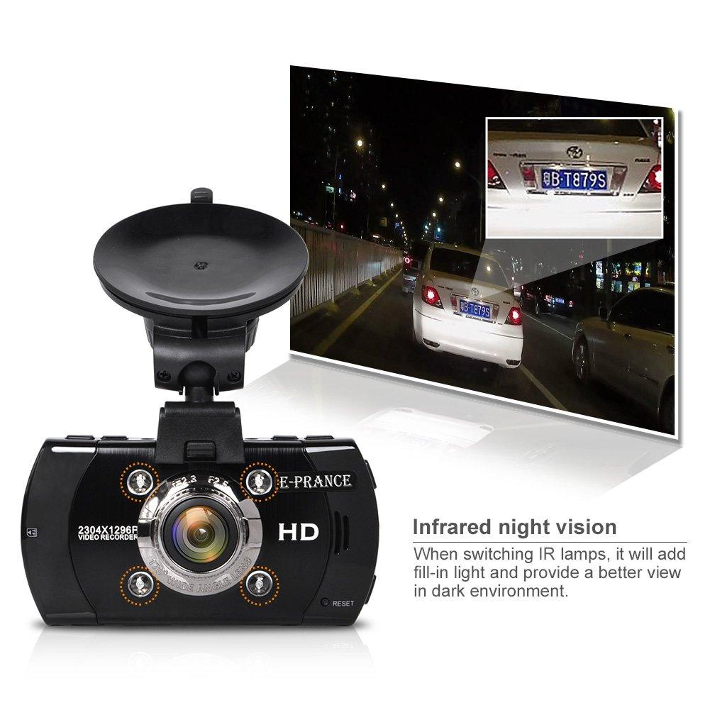 E-PRANCE E-PRANCE 2015 New B47fs Super Night Vision Car Dash Camera Recorder Super Hd 1296p G-Sensor Hdmi + 170 Degree Ultra Wide Angle + Ov4689 Cmos Sensor + Ir Night Vision with 32gb Memory Card