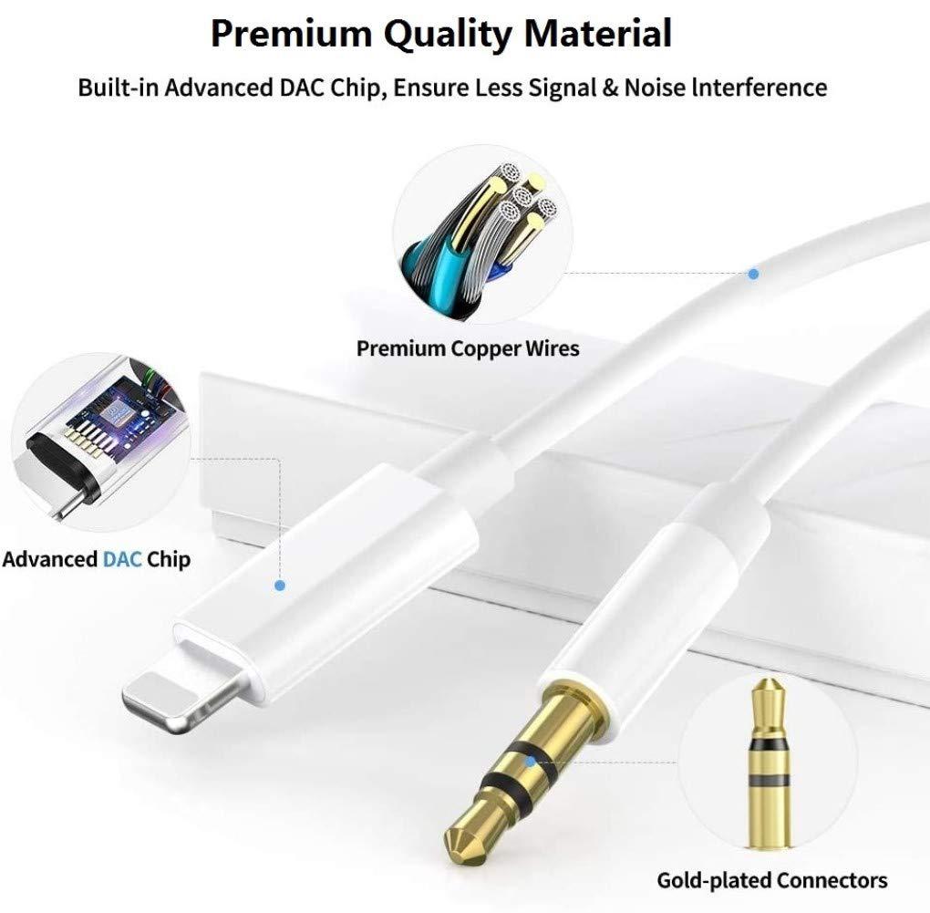 wamaxlink iPhone Aux Cord for Car, 2 Pack [Apple MFi Certified] Lightning to 3.5 mm AUX Audio Cable Cord for Car Home Stereo, Speaker, Headphone Compatible with iPhone 14 13 12 11 Pro Max XS XR X 8, 3.3ft White