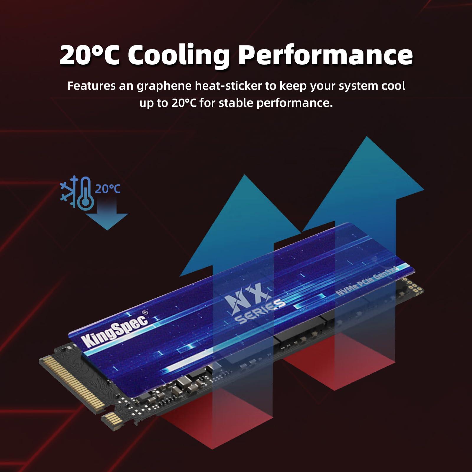 KingSpec KingSpec NX Series 512GB Gen3x4 NVMe M.2 SSD, Up to 3500MB/s, 3D NAND Flash M2 2280 Internal Solid State Drive, for Desktop and Laptop