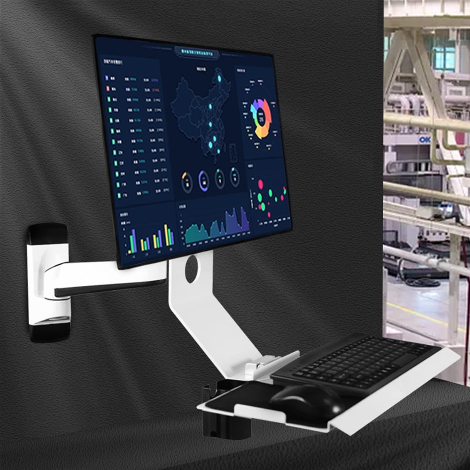 GLigeT Monitor Arm Gas Wall Mount Workstation - Full Motion Standing VESA Mount Arm, Adjustable Mechanical Monitor Stand with Keyboard Tray Arm, Ergonomic Wall Mounted Desk Monitor Desk Mount ( Size : 185*45
