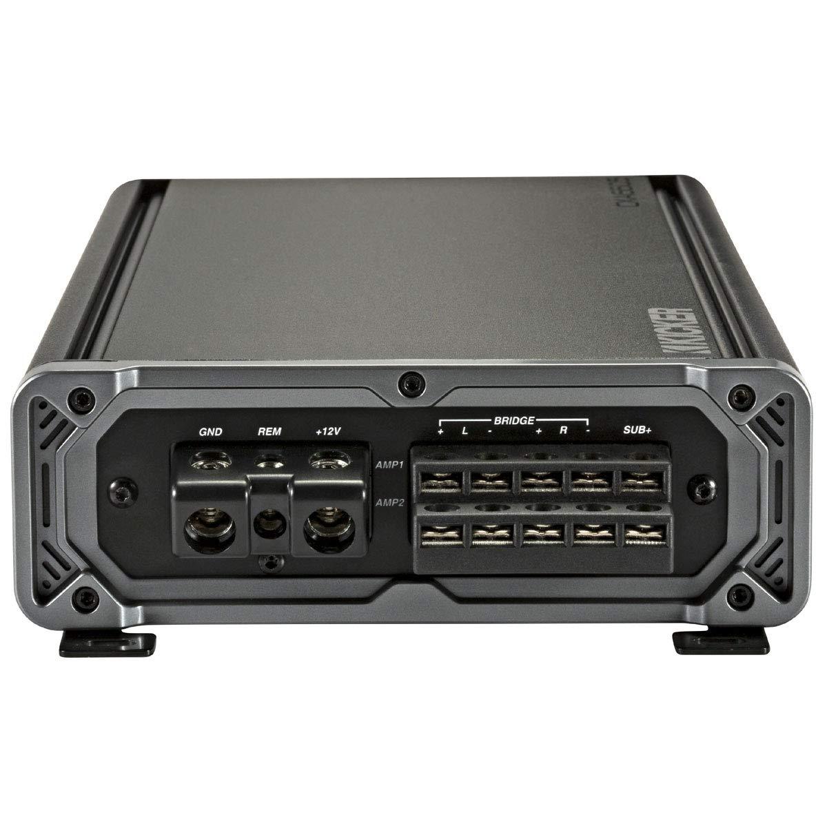 KICKER KICKER 46CXA6605 Car Audio 5 Channel Speaker and Sub 1200W Amp, 46CXARC Car CXA CX PXA Amp Bass Remote Control Knob and 46PKD1 Car Audio 1/0 Gauge OFC Dual Amp Install Kit