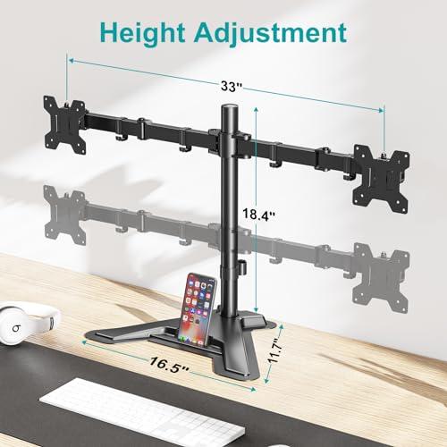 MOUNT PRO MOUNT PRO Dual Monitor Stand - Free Standing Full Motion Monitor Desk Mount Fits 2 Screens up to 27 inches,17.6lbs with Height Adjustable, Swivel, Tilt, Rotation, VESA 75x75 100x100, Black