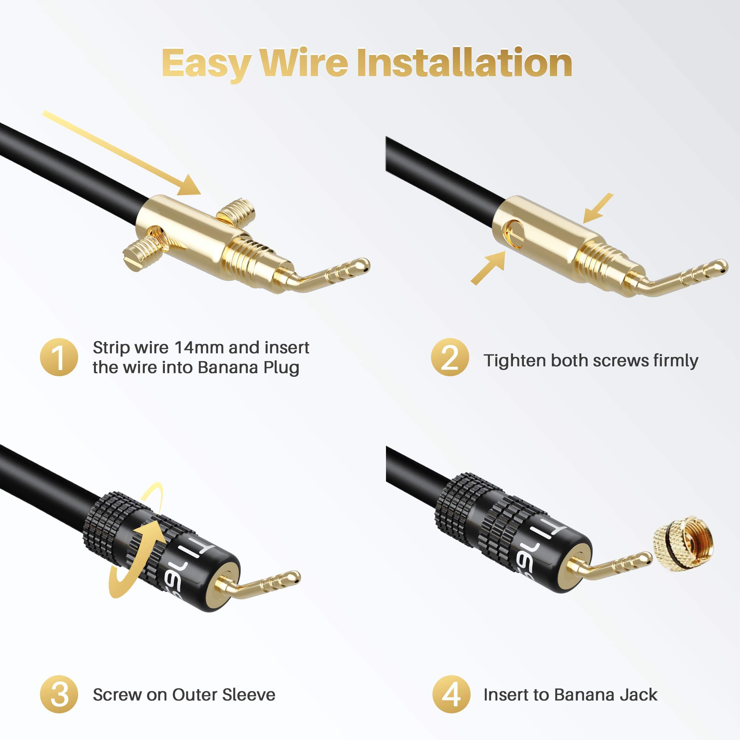 GearIT GearIT Pin Banana Plugs for Speaker Wire (6 Pairs, 12 Pieces), 2mm Pin Plug Screw Type, 24K Gold Plated Connectors (Support 12 AWG to 20 AWG Wires)