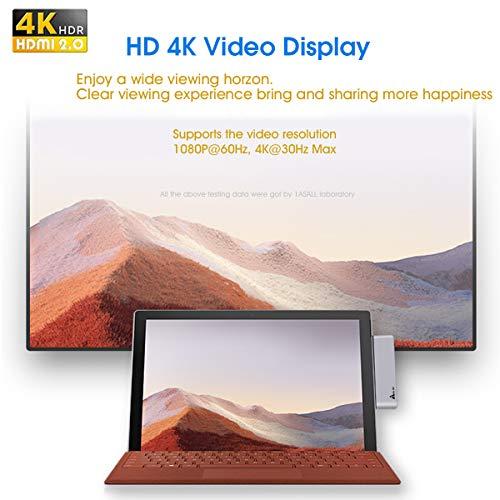 1ASALL Surface Pro 7 Hub Docking Station, 1ASALL USB C Hub Adapter for Surface Pro 7, USB A and USB C Port Converter with 4K HDMI, SD/TF Card Reader, USB-C 5Gbps Data Port, and 2 USB 3.0 Ports. (Silver)