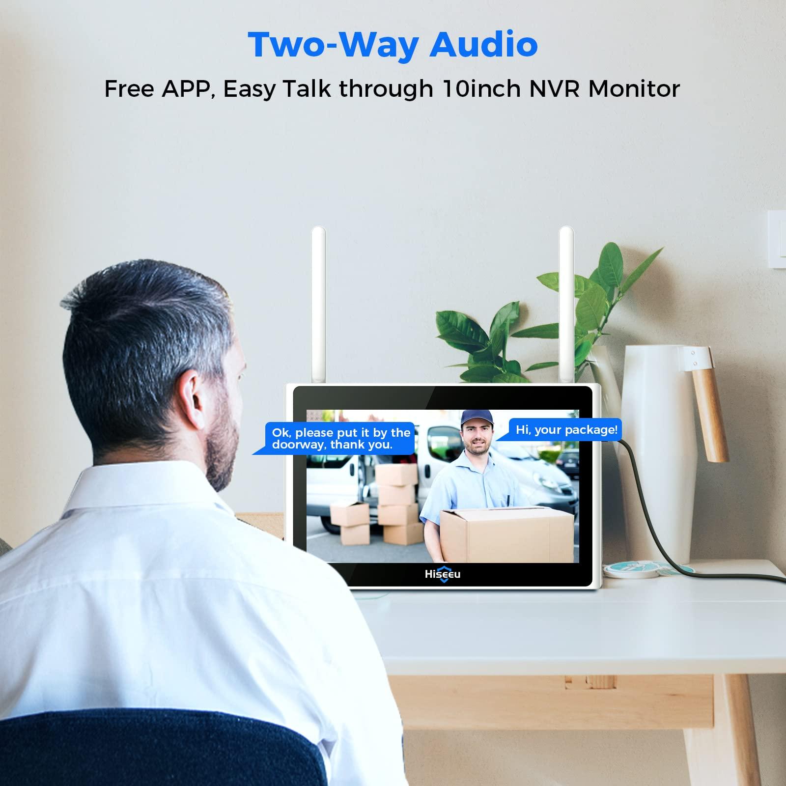 Hiseeu Hiseeu Wireless Security Camera System, 5MP Indoor Outdoor Camera with 10in LCD 1T HDD, 2-Way Audio, PTZ, Color Night Vision, Motion Alert, IP66 Waterproof, Auto Tracking, 2.4G WiFi, No Monthly Fee