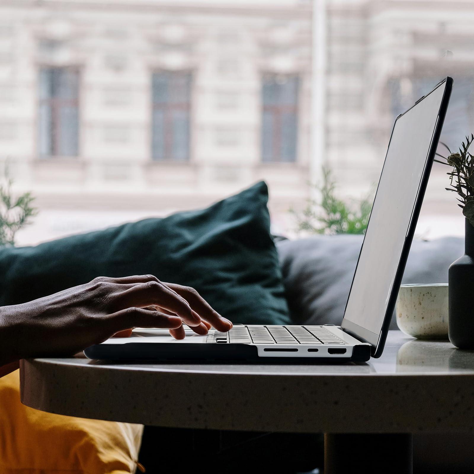 BlueSwan BlueSwan Anti-Cracking Hard Shell Case Compatible with MacBook Pro 14-inch 2024-2021 Release M4 M3 M2 M1, Anti-Fingerprint Soft TPU Bumper, Frosted Clear