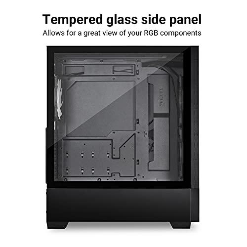 Lian Li LIAN LI Mesh Airflow ATX PC Case Gaming Computer Case Mid-Tower Chassis with 3 ARGB PWM Fans Pre-Installed, Mesh Front Panel, Tempered Glass Side Panel, Water-Cooling Ready(LANCOOL 205 MESH, Black)
