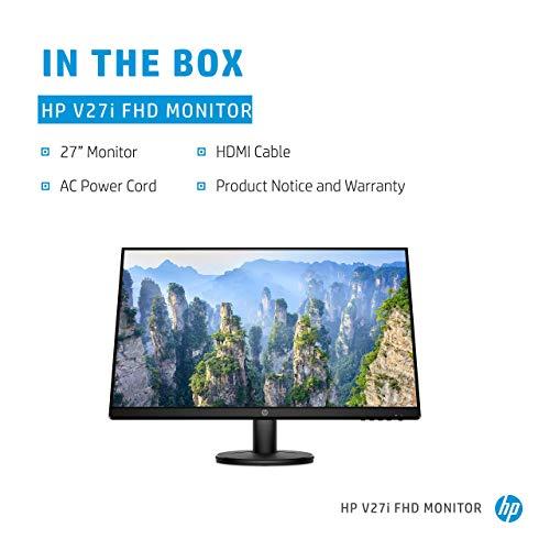 HP HP V27i FHD Monitor | 27-inch Diagonal Full HD Computer Monitor with IPS Panel and 3-Sided Micro Edge Design | Low Blue Light Screen with HDMI and VGA Ports | (9SV92AA#ABA) Black