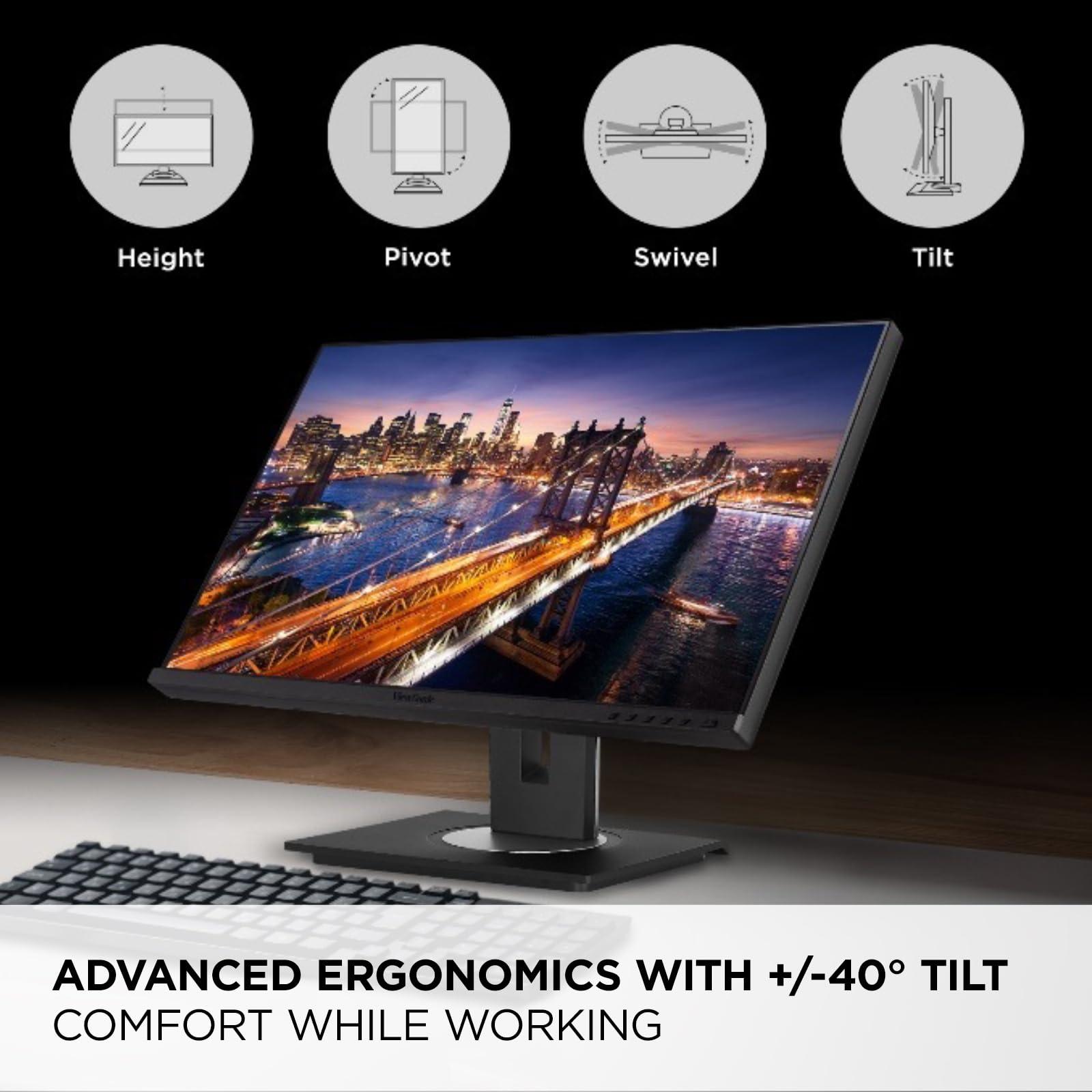 ViewSonic ViewSonic VG245 24 Inch IPS 1080p Monitor Designed for Surface with Advanced Ergonomics, 60W USB C, HDMI and DisplayPort
