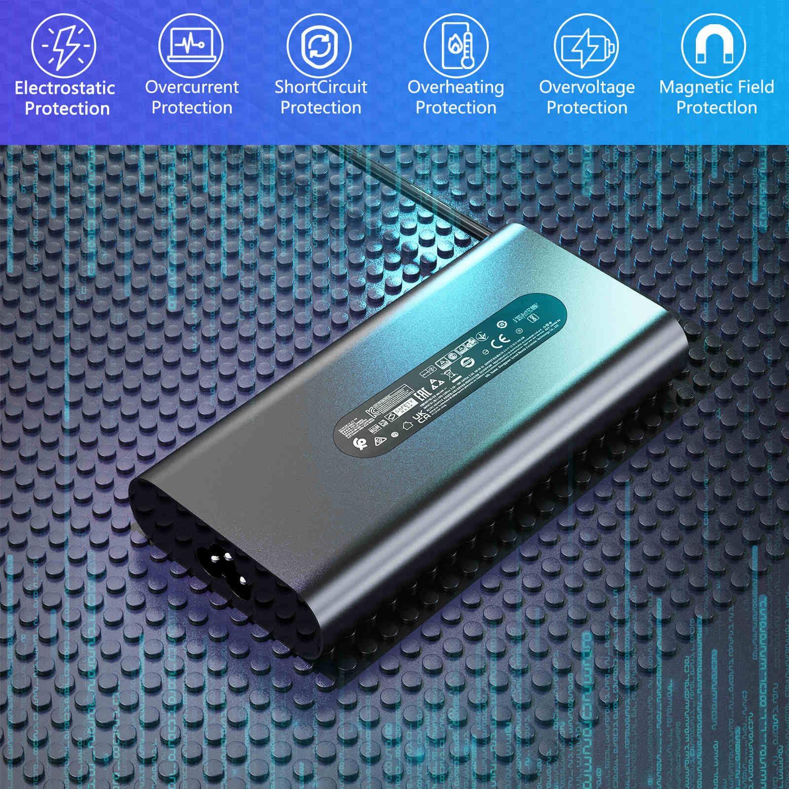 rttwfnr GaN 240W 19.5V 12.31A Slim AC Charger Fit for Dell Alienware M15 R7 X16 X17 R2 X15 R2 M17 R5 Precision 7670 7680 7770 7780 LA240PM200 HA240PM200 DA240PM200 Laptop Supply Power Adapter Cord