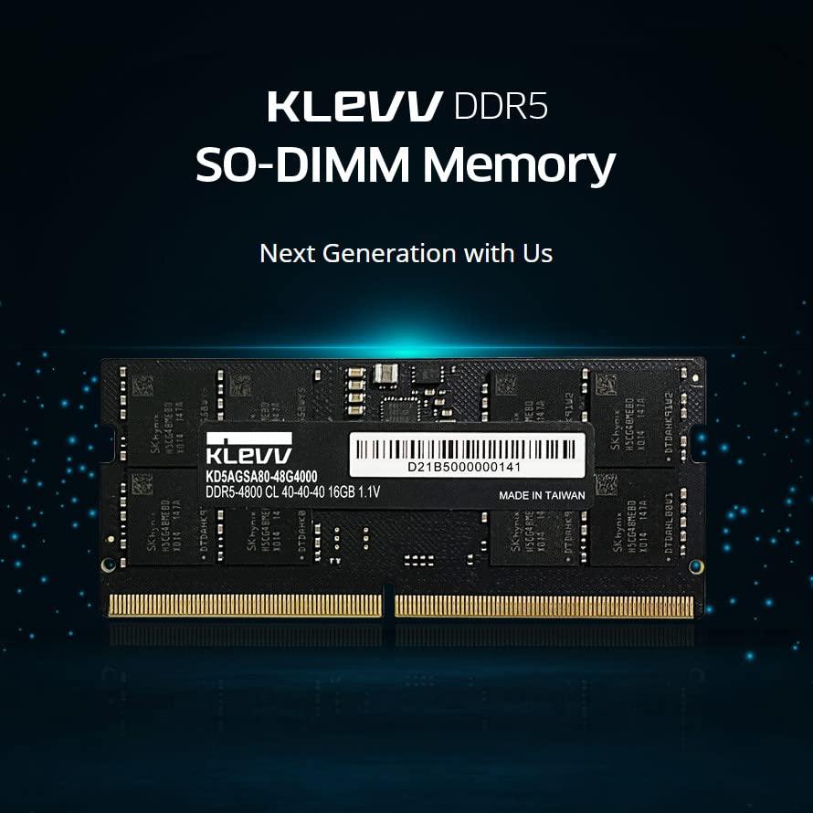 KLEVV KLEVV DDR5 32GB (2x16GB) 5600MHz CL46 A-DIE 1.1V SODIMM Laptop Ram Memory SK Hynix Chip (KD5AGSA80-56G460D)