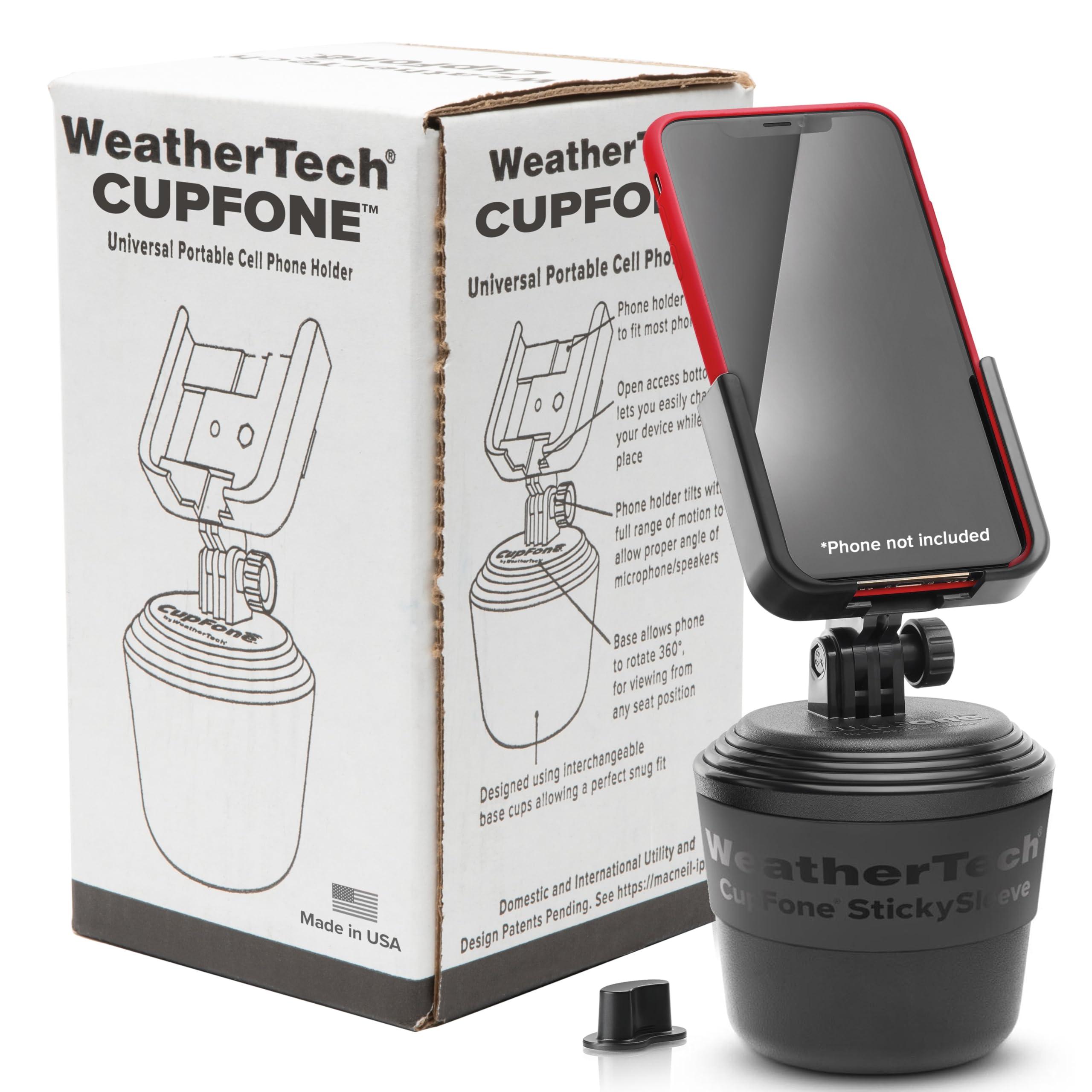 WeatherTech WeatherTech CupFone Adjustable, Universal Cup Holder Phone Mount Accessory for Car Compatible with iPhone & Other Smartphones Open Access Design for Cell Phone Charging
