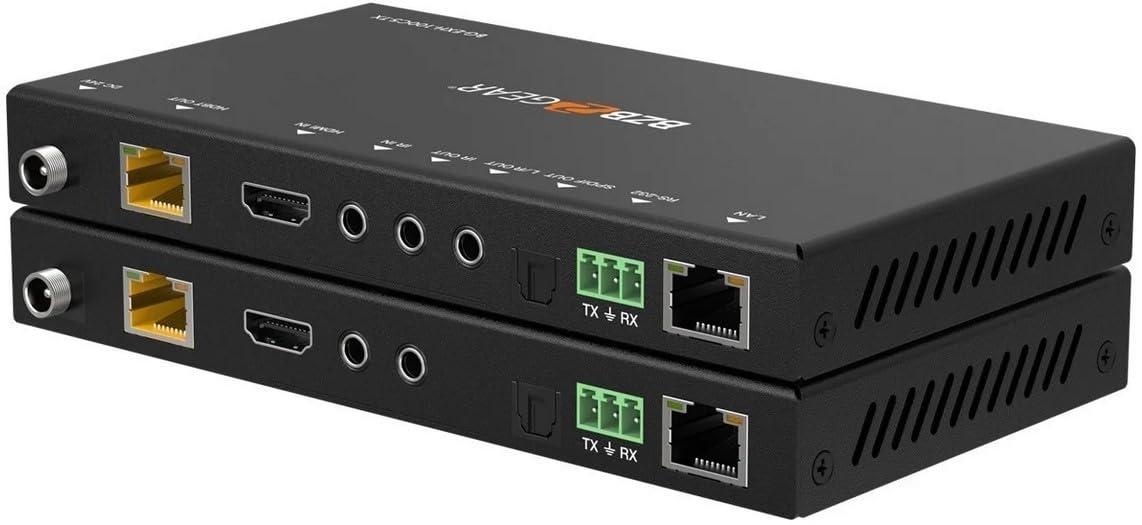 BZB GEAR BZBGEAR 4K UHD HDMI Over Ethernet Extender with IR/ARC/PoC/RS-232/Ethernet and Audio Embedding/De-embedding up to 330ft - BG-EXH-100C5