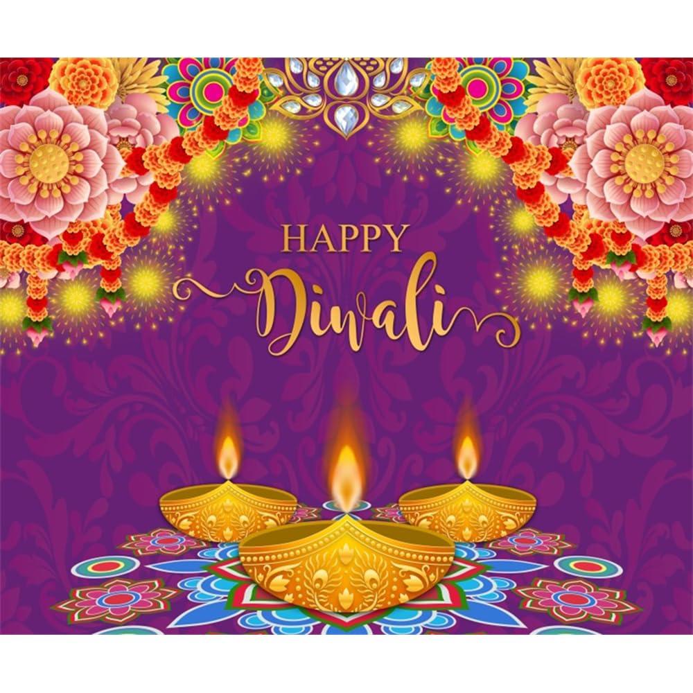 Pnylzzyxh Pnylzzyxh Happy Diwali Backdrop Diwali Party Decorations Deepavali Festival of Lights Backdrop Marigold Floral Party Banner Photography Background Studio Props 10x10ft
