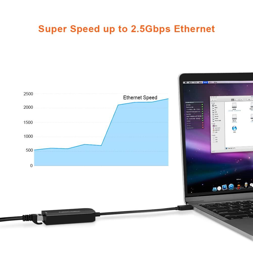 CableCreation CableCreation 2.5G Ethernet to USB Adapter, USB 3.0 Gigabit LAN Dongle,Wired Network to USB Convertor, Latest Internet rj45 to USB Adapter, for MacBook Windows 10,8.1, macOS X 10.6-10.15, Black
