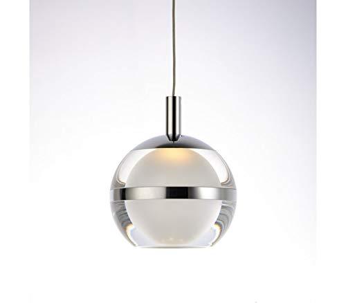 ET2 ET2 E24595-93PC Swank Metal Band with Acrylic/Frosted Orb Pendant Ceiling Lighting, 5-Light 30 Watts, 6"H x 15"W, Polished Chrome