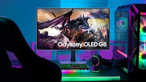 Samsung Samsung 32" Odyssey OLED G8 (G80SD) Series 4K UHD Smart Gaming Monitor w QD-OLED, 240Hz 0.03ms, G-Sync Compatible, Glare-Free Display, Sleek Metal Design, LS32DG800SNXZA, 3 Yr Warranty