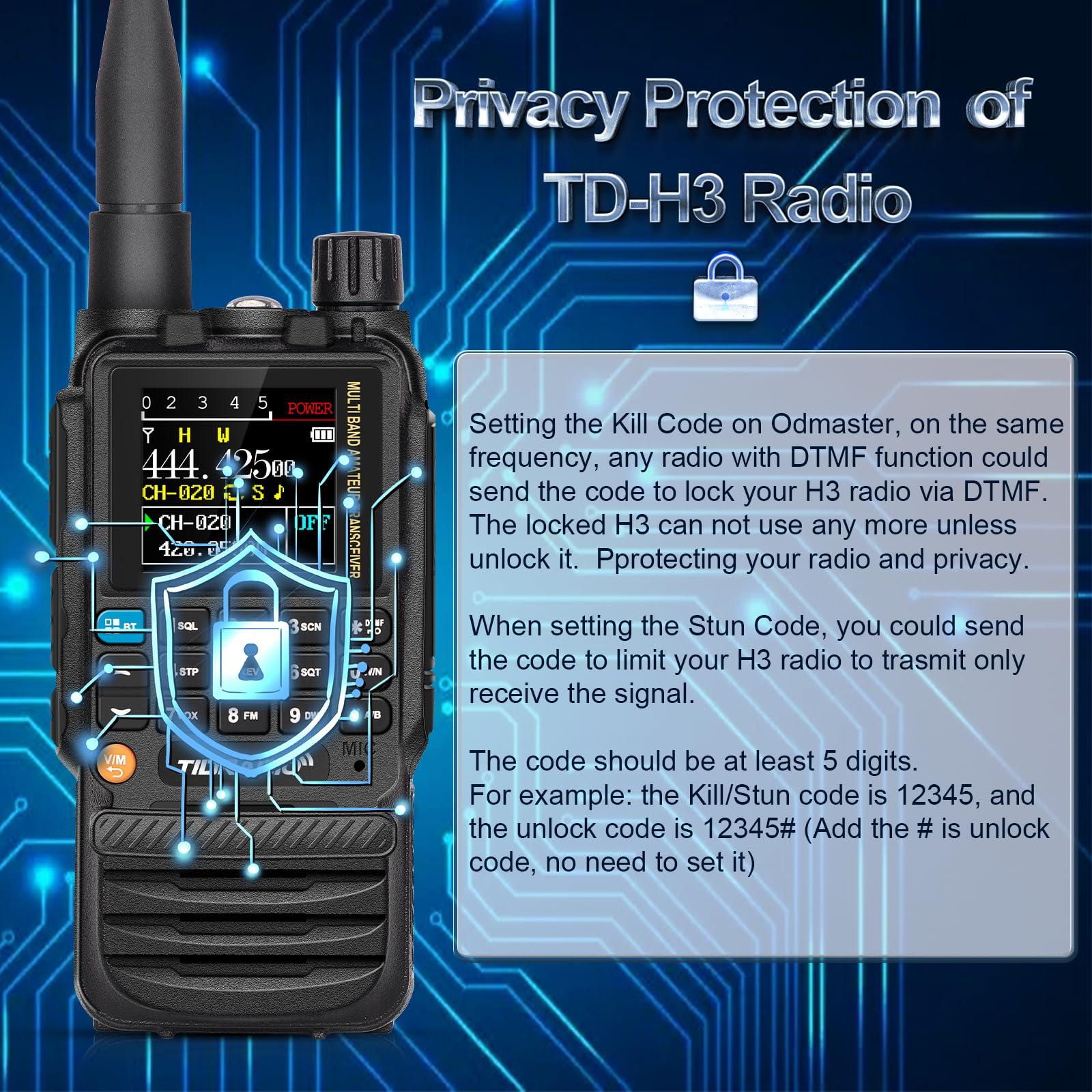TIDRADIO TIDRADIO TD-H3 Ham Radio Type C & Wireless Programming(4PCS Batteries)8-Band Long Range Walkie Talkies Rechargeable Handheld Portable Full-Featured 2 Way Radios- Black, Full Kit 2Pack