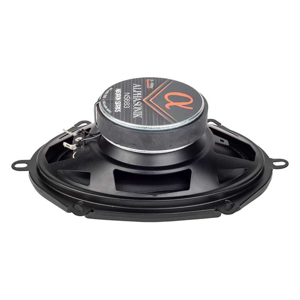 Alphasonik Alphasonik 1 Pair of NS683 Neuron Series 6x8/5x7 (360 Watts Max for The Pair) 180 Watts Max Per Speaker 3-Way Full-Range Car Audio Speaker with PEI Dome Tweeter Polypropylene Cone
