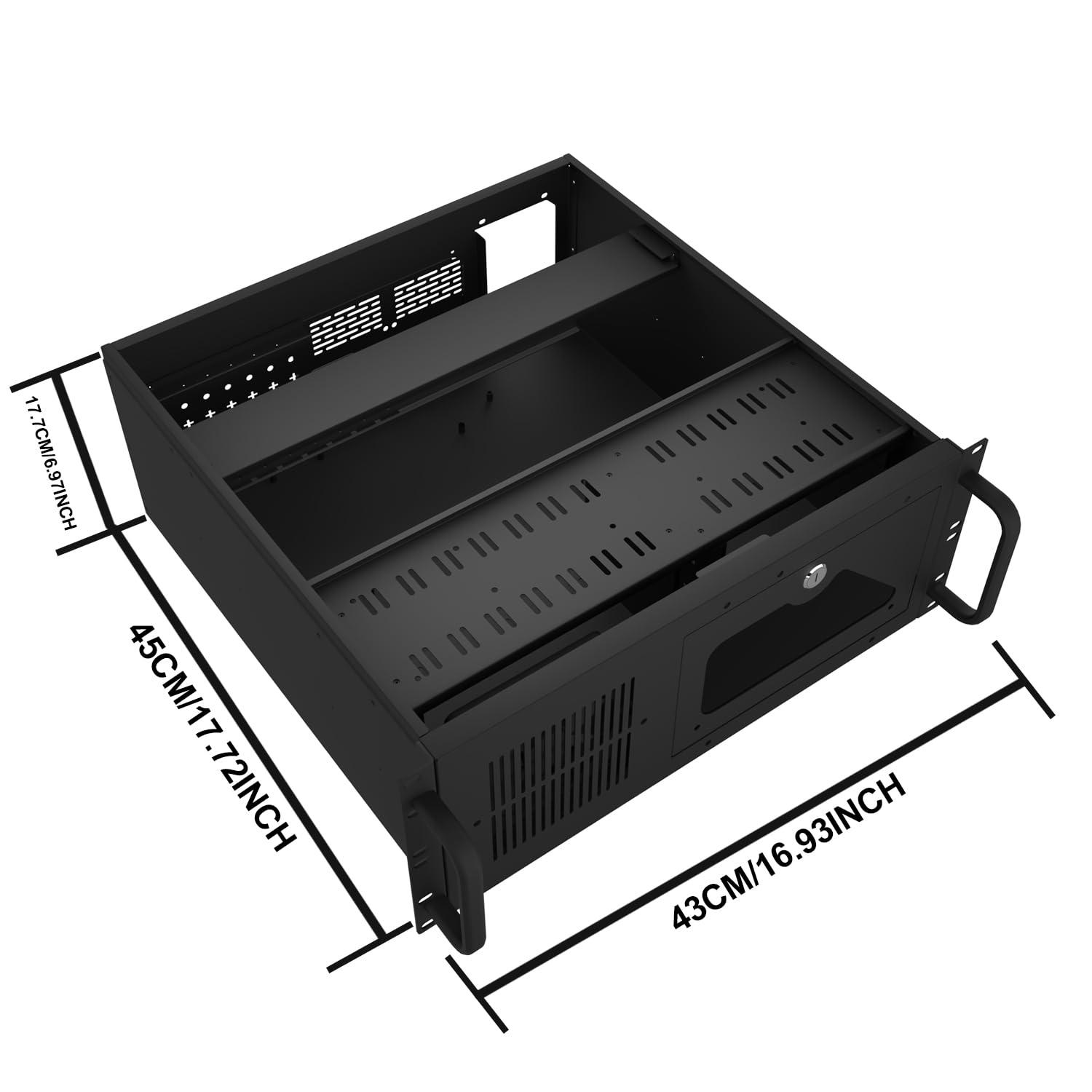 GPERHUAN 4U Server Cabinet Case,4U Server Chassis Rackmount Server Case 7 x PCI Slot Rackmount 4U Server Chassis Lockable with Key