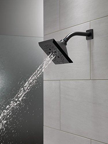 DELTA FAUCET Delta Faucet 5-Spray H2Okinetic Raincan Shower Head, Black Showerhead, Square Shower Head, Delta Shower Head, Water Saving Shower Head, Matte Black 52664-BL