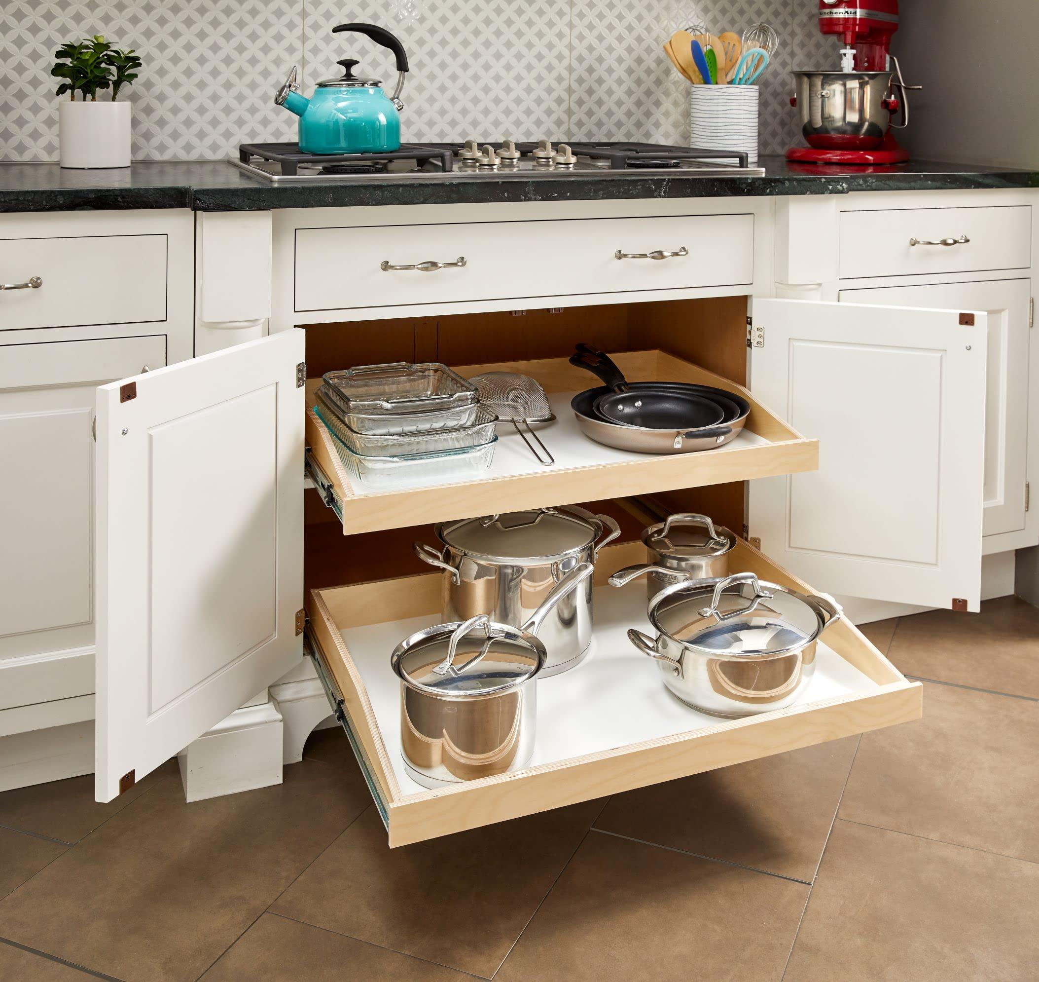 Slide-A-Shelf Slide-A-Shelf Made-to-Fit Slide-Out Shelf: Maple Wood Front with Full Extension Rail