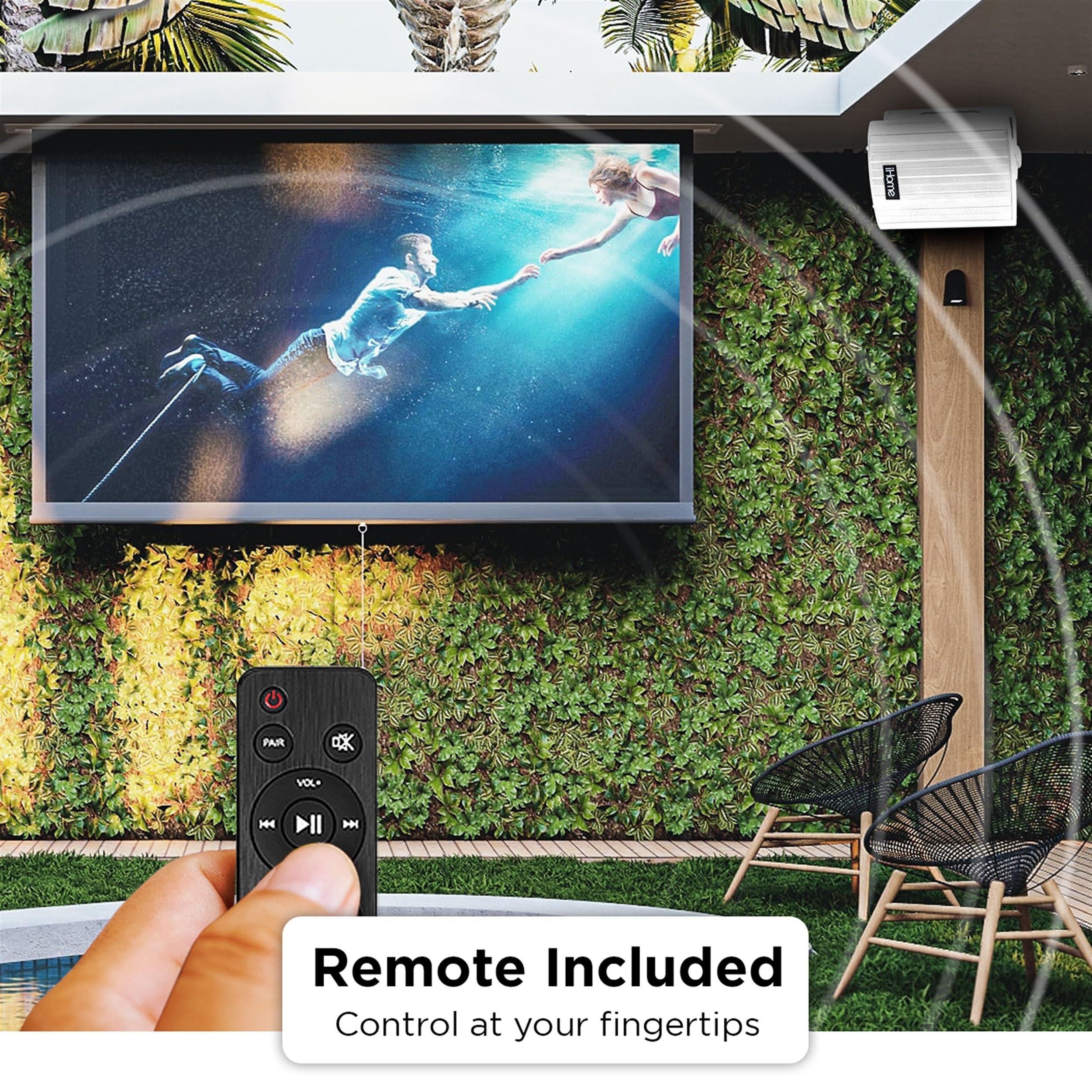 iHome iHome IHSI-W400BT-PR-WHT Bluetooth 4\" 100W Weatherproof Speakers, Indoor/Outdoor, Wall/Ceiling Mount, Surround Sound, Pair - Suitable for Home Parties