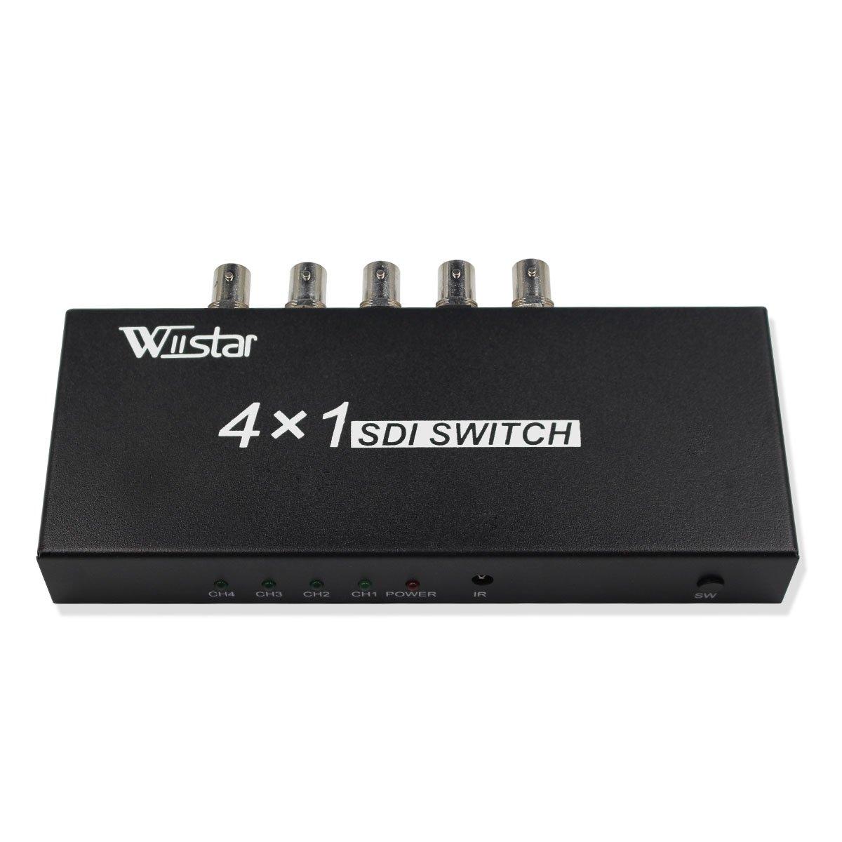 Wiistar Wiistar 4x1 3Gb/s SDI Switcher with ReClock Technology, Supports SD-SDI, HD-SDI and 3G-SDI up to 1320 Ft (4 inputs and 1 Output)
