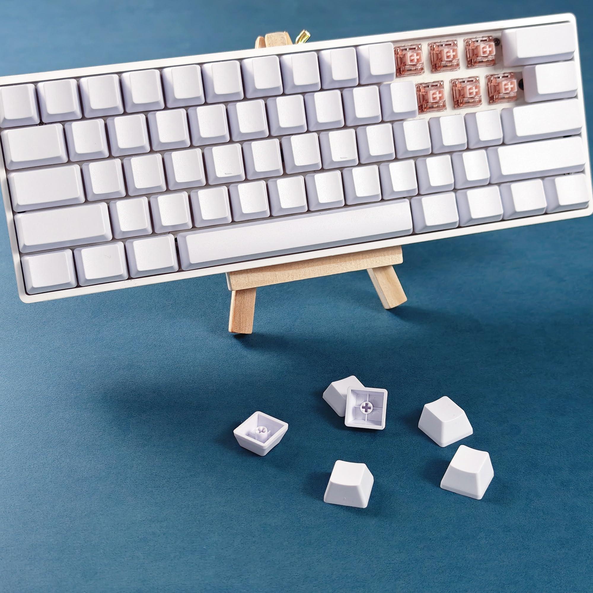 NPKC Blank Thick PBT OEM Profile 61 ANSI Keycaps for MX Switches Mechanical Keyboard (White)(Only Keycap)