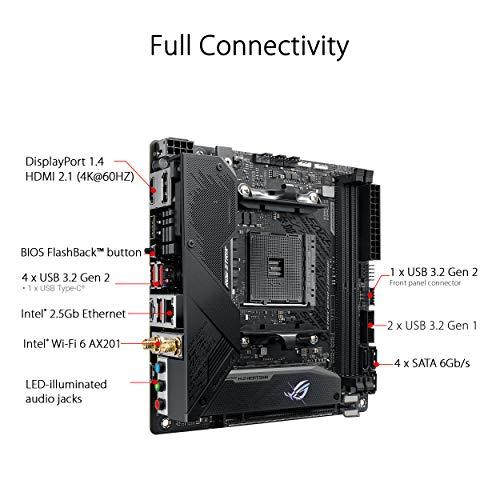 ASUS ASUS ROG Strix B550-I Gaming AMD AM4 (3rd Gen Ryzen™) Mini-ITX SFF Gaming Motherboard (PCIe 4.0, WiFi 6, 2.5Gb LAN, DDR4 5100+ (O.C.), Front USB 3.2 Gen 2 Type-C, Addressable Gen 2 RGB and Aura Sync)