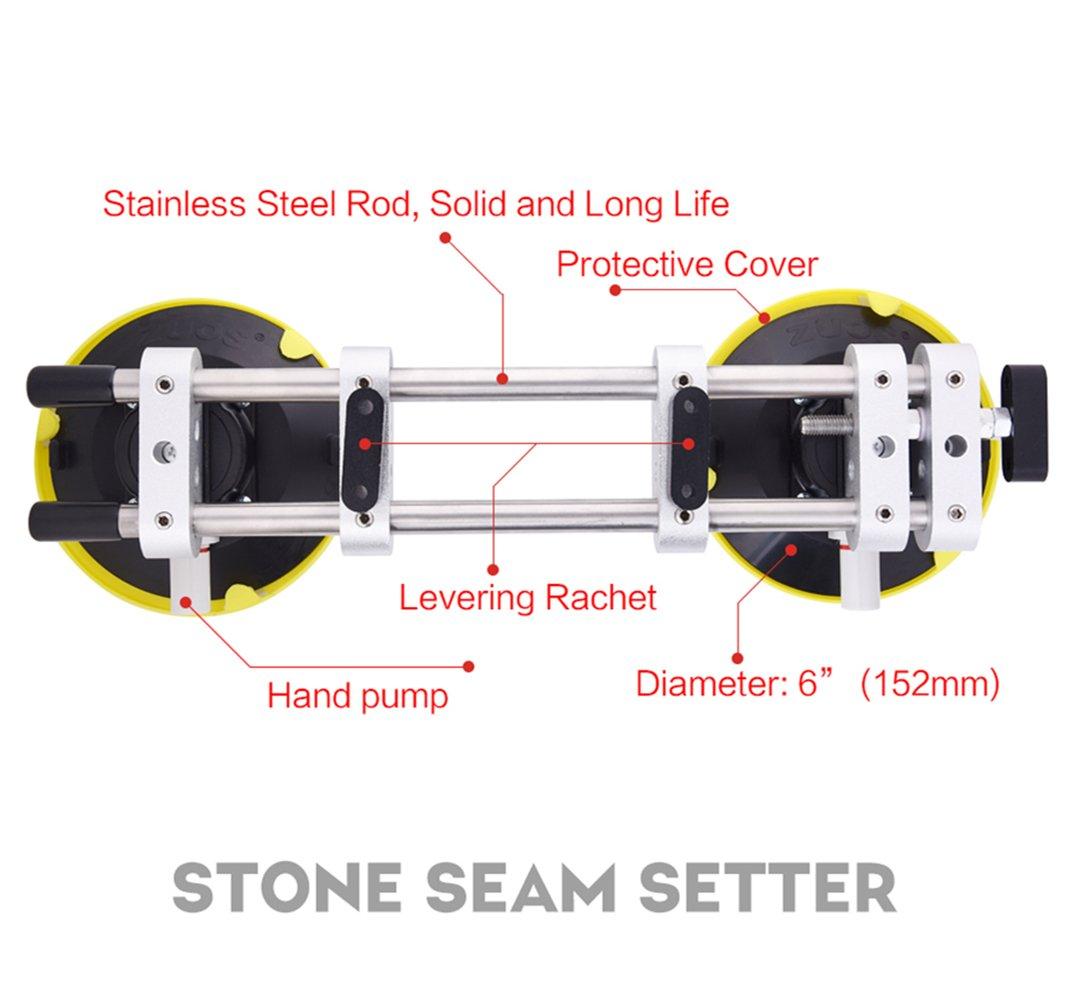 IMT IMT 2 Pack Seamless Seam Setter with 6-Inch Vacuum Suction Cups for Seam Joining and Leveling, Professional Countertop Installation Tool for Granite, Stone, Marble, Slab, Free Storage Case and Gloves