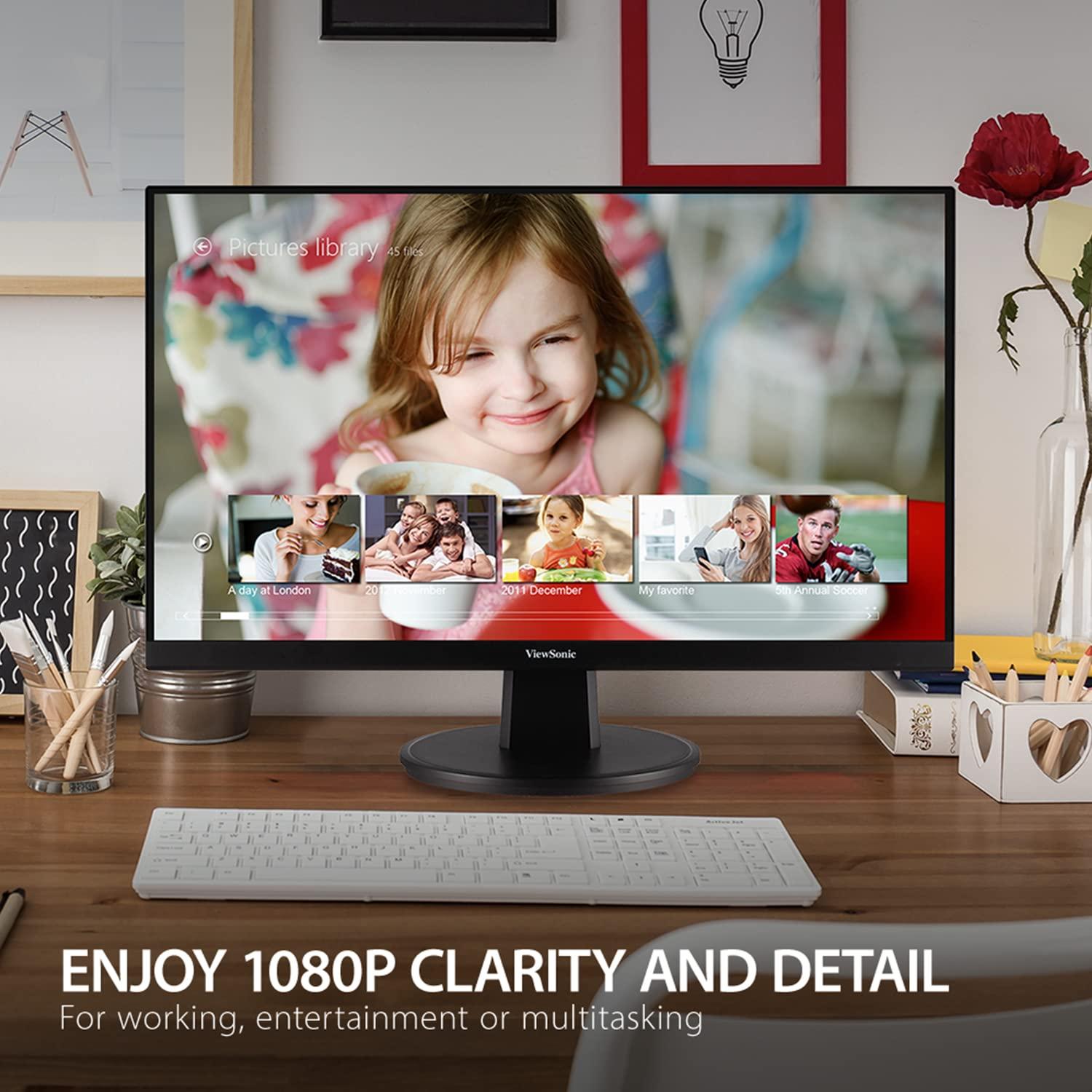 ViewSonic ViewSonic VA2447-MHU 24 Inch Full HD 1080p USB C Monitor with Ultra-Thin Bezel, FreeSync, 100Hz, Eye Care, HDMI, VGA Inputs for Home and Office