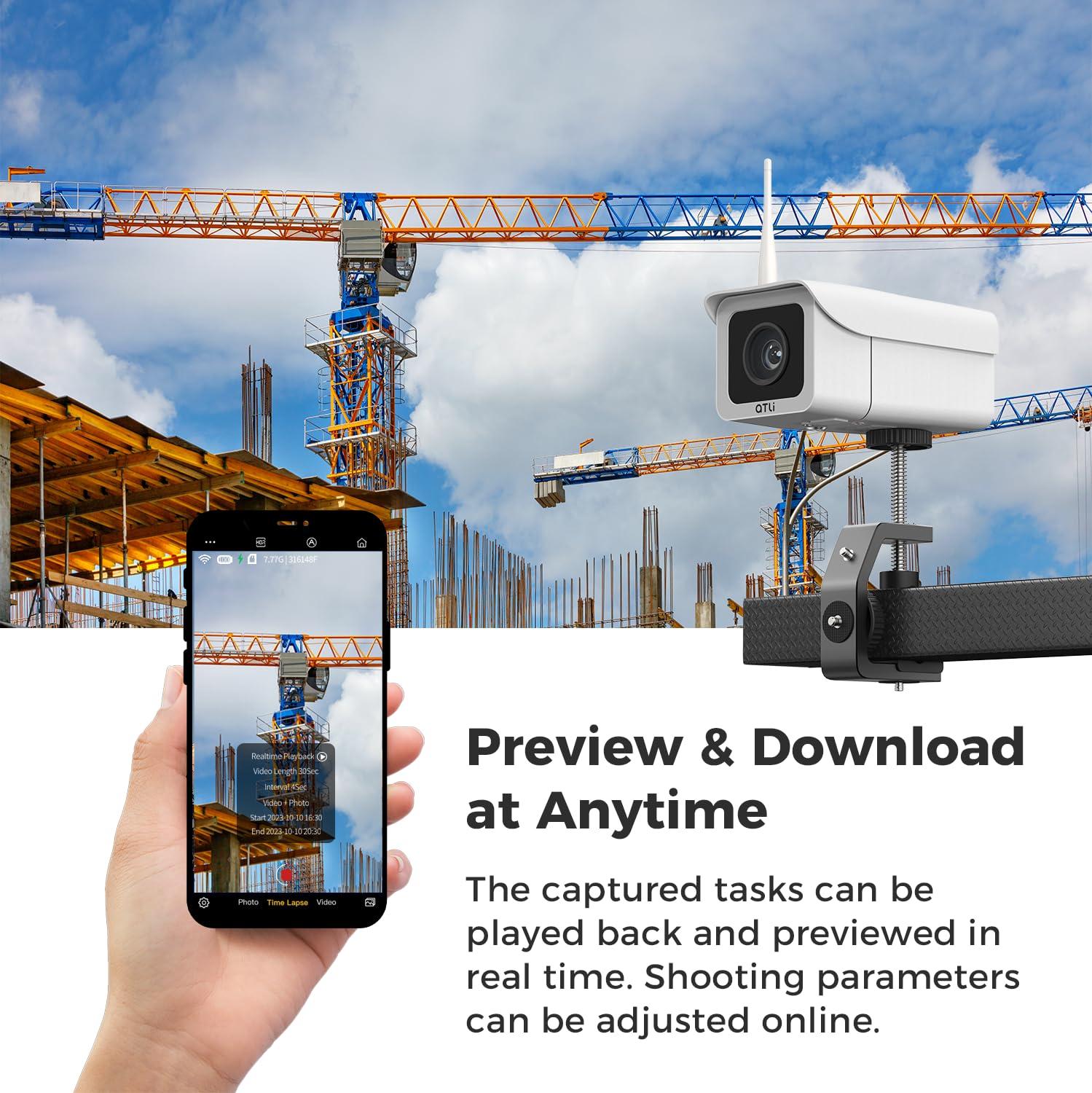 ATLI ATLI ATL3500 Time Lapse Camera Outdoor Construction Jobsite APP Control Remote Access IP65 Weatherproof Pre-Installed 128GB Memory Card 1080P Timelapse Camera Photo Video for Plants Projects