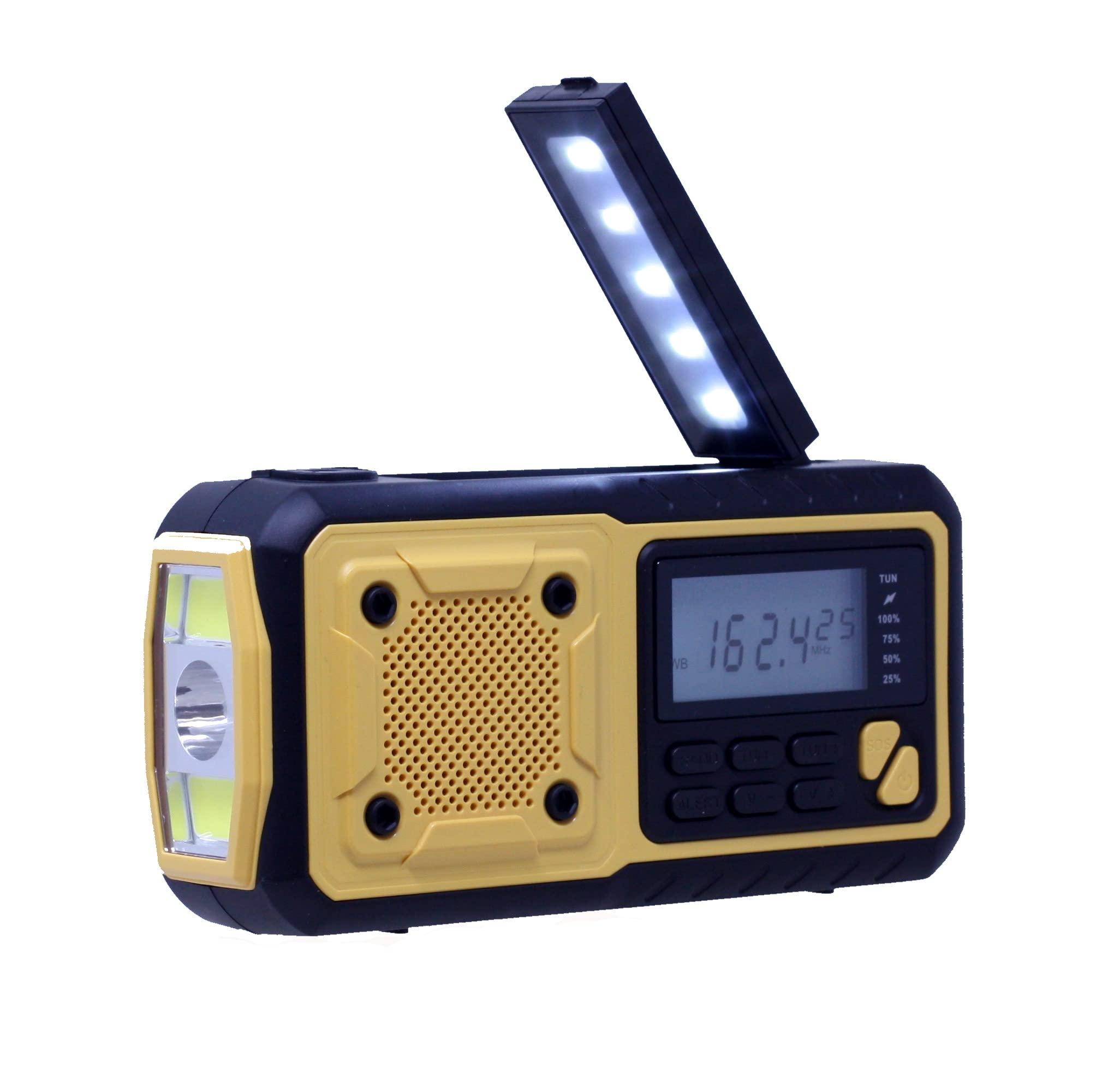 Kaito Kaito Voyager KA368 Digital Emergency Radio - AM/FM NOAA Weather Alert 4-Way Powered Solar Crank Radio Receiver with LED Flashlight and USB 4,000 mAh Mobile Phone Charger (Yellow)
