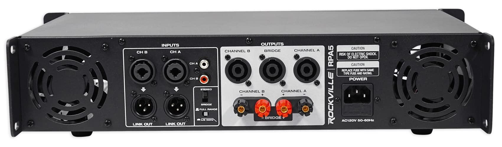 Rockville Rockville RPA5 1000W Peak / 400W RMS 2-Channel Power Amplifier, Rack Mountable - Perfect for Live Sound, Pro Audio, DJs