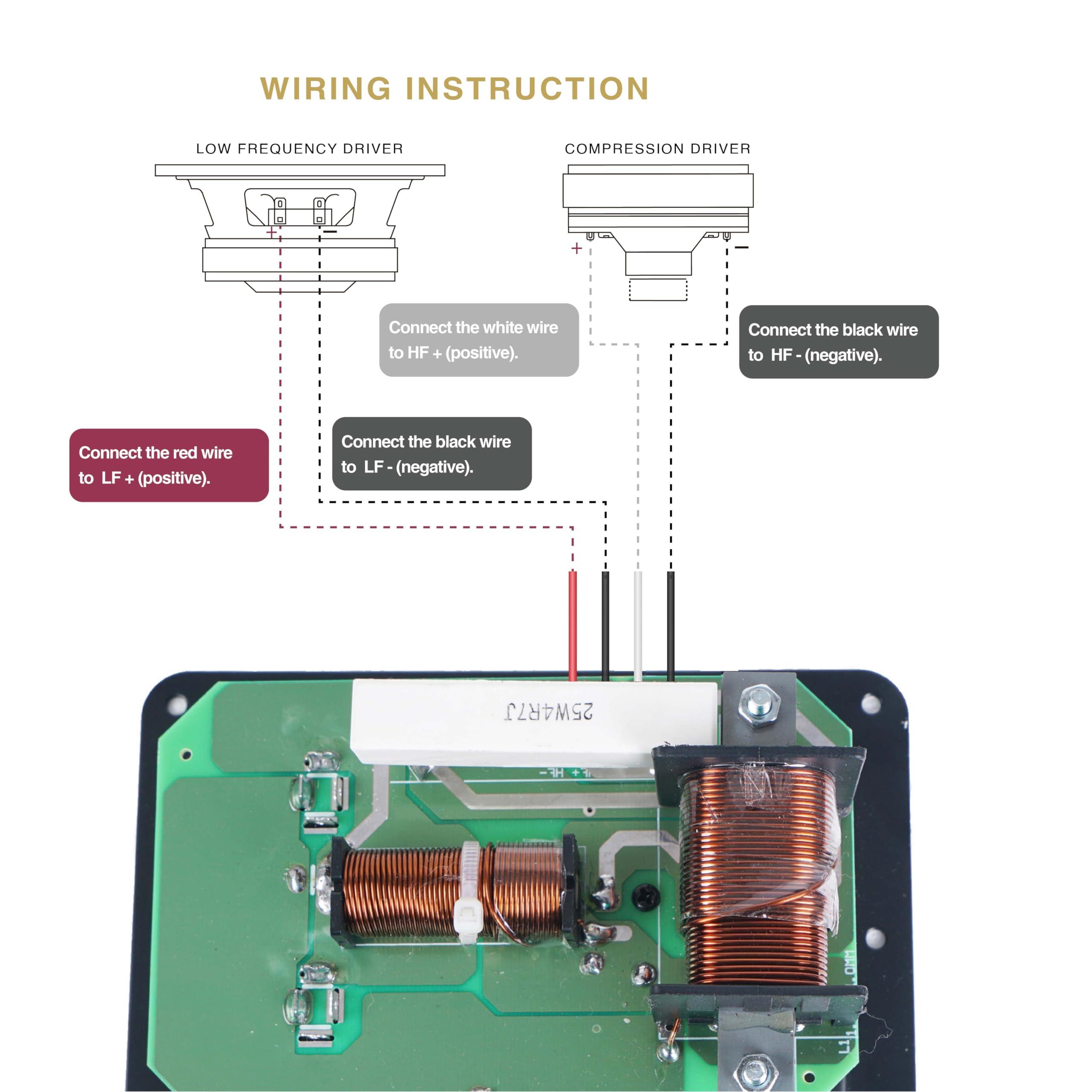 Sound Town Sound Town 2-Way Treble/Bass 500W Replacement Frequency Divider, Crossover Filter for Full-Range PA Speakers (XO-500)